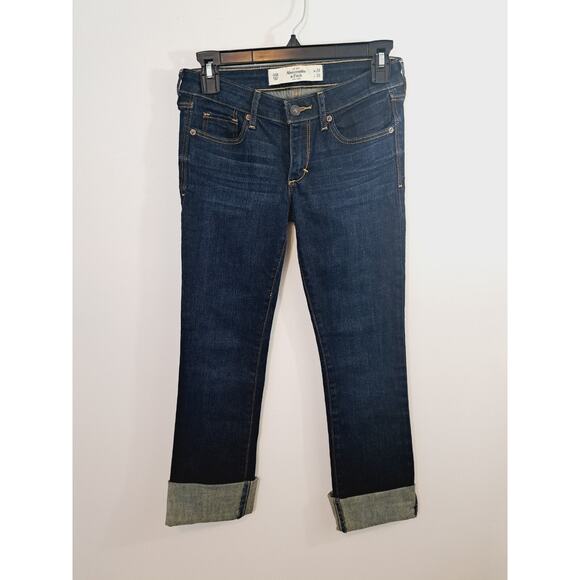 Abercrombie & Fitch Women's Dark Wash Straight Leg Jeans In Size 24X33 EUC - Picture 1 of 4